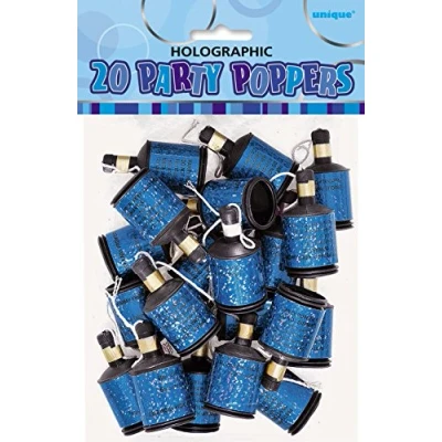 Image of Unique Party 81221 Glitz Blue Birthday Poppers, Pack of 20