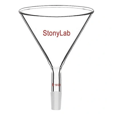 Image of StonyLab Glass Short Stem Powder Funnel with 100 mm Top O.D. and 19/22 Inner Joint Filter