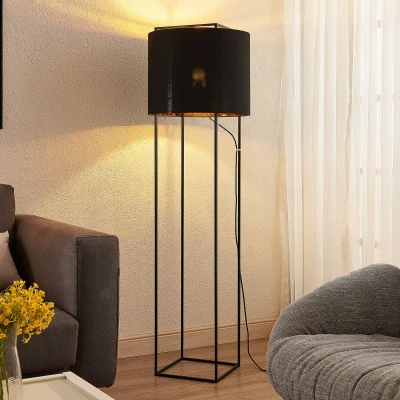 Image of Lindby Kesta fabric floor lamp, frame 3 bars