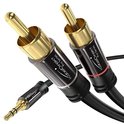 Image of KabelDirekt RCA to jack 3.5 adapter cable 2 m versatile plug and play audio (Aux/3.5mm 2x for connection smartphone, tablet, home theater, soundbar, TV, notebook, MP3)
