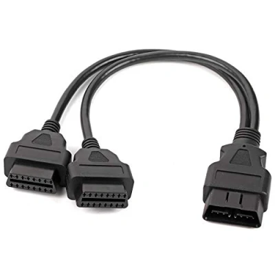 Image of Qiilu OBD2 Extension Cable, Car 16 Pin OBDII Male To Dual Female Y Splitter Adapter Cable Diagnostic Tool
