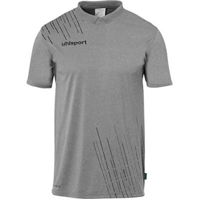 Image of uhlsport Boys Sports Polo Shirt, Dark Grey Melange/Black, 10 Years