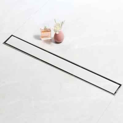 Image of SaniteModar 30 cm Linear Shower Drain, 2 in 1 Tile Insert Panel Drain with Siphon, Brushed 304 Stainless Steel Leveling Feet