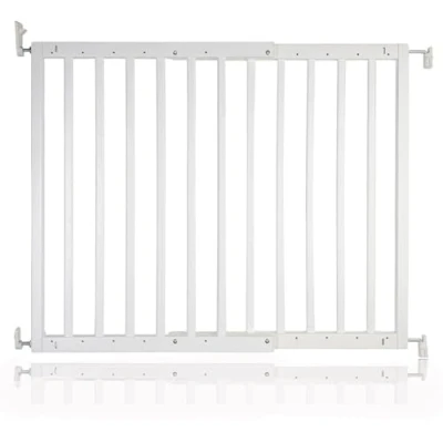 Image of Safetots Chunky Wooden Screw Fit Stair Gate, White, 63.5cm 105.5cm, Wood Baby Safety Barrier, Stylish Design and Practical Easy Installation