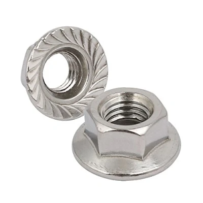 Image of 10 x Serrated Flanged Nuts M10 1.5mm Pitch. Hex Nut 10mm