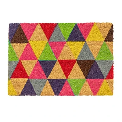 Image of 90cm x 60cm Multicoloured Triangles Coir Door Mat By Nicola Spring