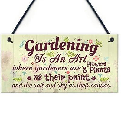 Image of RED OCEAN Gardening Is An Art Novelty Hanging Plaque SummerHouse Sign Garden Shed Friendship Gift