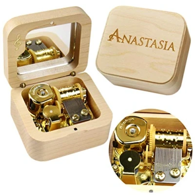 Image of Sinzyo Anastasia Once upon a december Music Box Vintage Musical Boxs Gift For Birthday Valentine&#039;s Day Christmas Day(Musical Note Walnut Box)