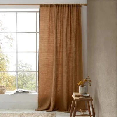 Image of Pineapple Elephant Muscat Waffle 140x229cm Slot Top Voile Curtain Panel Caramel