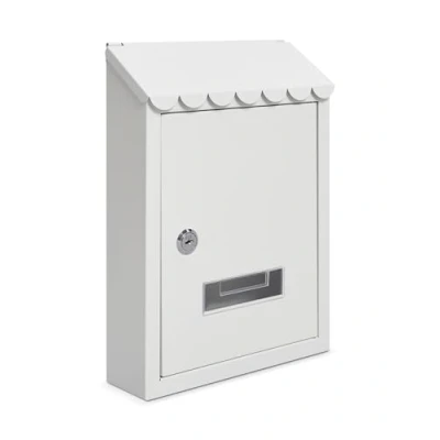 Image of Assorted collections Wall Mounted Post Box, Galvanized Steel Lockable Mailbox with 2 Keys, Weatherproof Letterbox, 21x30x7cm (White)