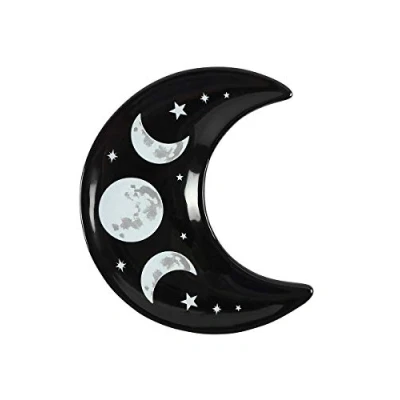 Image of Crescent Moon Trinket Dish Ornament Black 11x12cm