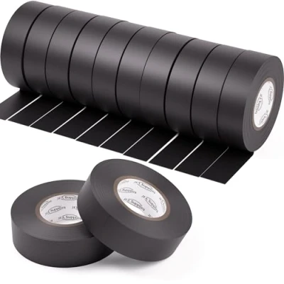 Image of JFA Supplies Strong PVC Insulation Electrical Tape Black Colours Pack of 12 19mm x 20m