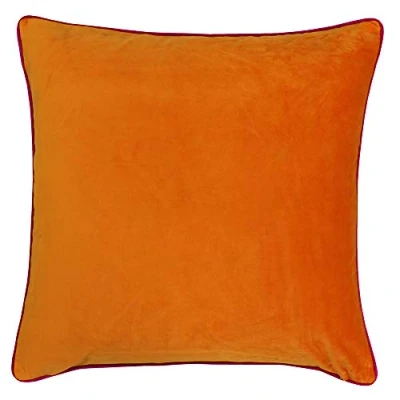 Image of Paoletti Meridian Piped Velvet Feather Filled Cushion Orange One Size