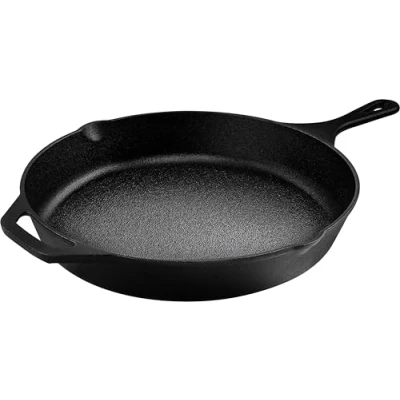 Image of KICHLY Pre Seasoned Cast Iron Skillet Frying Pan Safe Grill Cookware for Indoor &amp; Outdoor Use 12.5 Inch (32 cm) (Pack of 3)