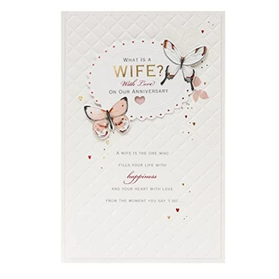 Image of UK Greetings Wife Anniversary Card Wedding for Sentimental Message Inside Day