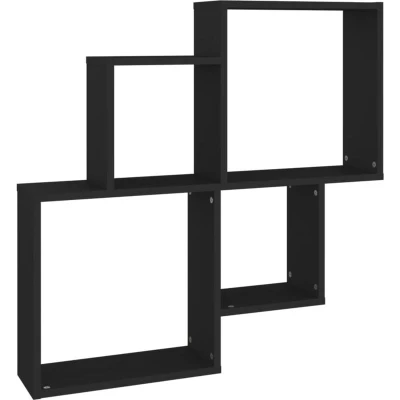 Image of vidaXL Wall Cube Shelf Black 80x15x78.5 cm Engineered Wood