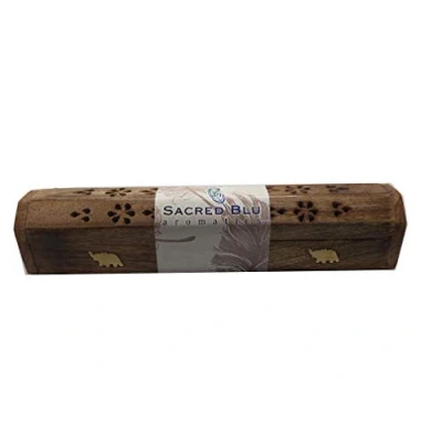 Image of GJ Boon Brown Wooden Incense Holder Box + 10 Sticks, Multi, Height 30.5cmWidth 8cmDepth 8cm