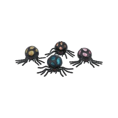 Image of Smiffys Squeezy Stretchy Glitter Spiders, 12pcs Assorted Colours, in Display Box, Leisure Products Fancy Dress, Child Dress Up Jokes &amp; Novelties