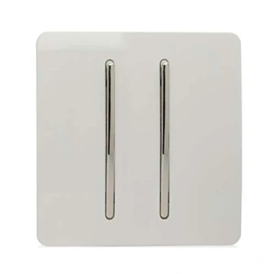 Image of Trendi 2 Gang 3 Way Intermediate Artistic Modern Glossy 10 Amp Rocker Light Switch Ice White