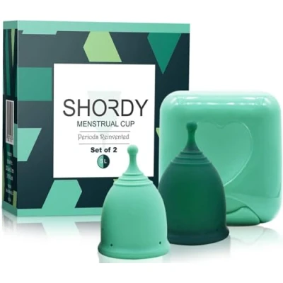 Image of Shordy Menstrual Cups, First Period Starter Pack of 2 Kit with Mini Box, Cup Medical Grade Silicone, Feminine Hygiene Better Alternative to Sanitary Pads &amp; Tampons for Girls Small Large