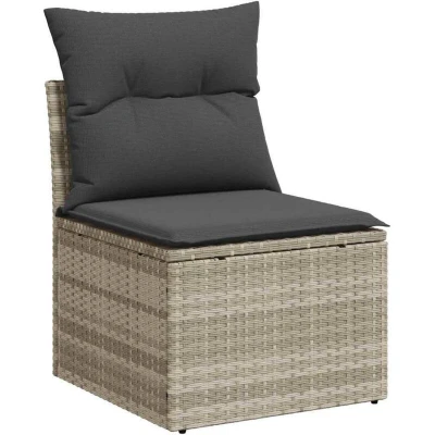 Image of vidaXL 10 Piece Garden Sofa Set with Cushions Grey Poly Rattan