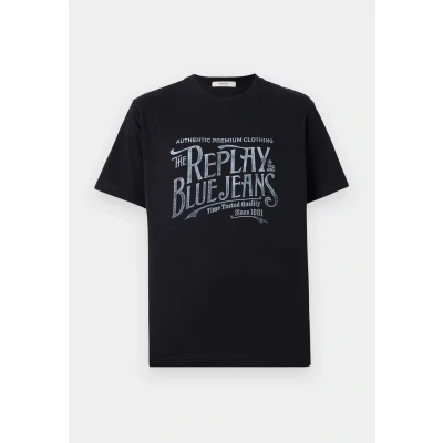 Image of Replay LOGO Print Tshirt, Men&#039;s, Size: XL, Dark navy