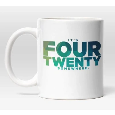 Image of DottsMusic It&#039;s 420 Somewhere Stylized Text Funny Weed Design Tea/Coffee Mug/Cup Gift Idea
