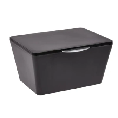 Image of WENKO Brasil Storage Box with Lid, TPE, Black, 19 x 15.5 10 cm