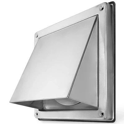 Image of calimaero® HWG 100mm Air Vent Covers for Walls 4 inch Cowled External Extractor Fan Cover with Backdraft Shutter, Stainless Steel, Robust, Weatherproof Fits only Metal Ducts