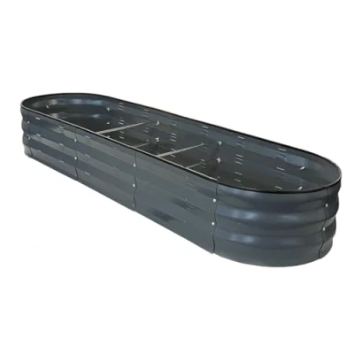 Image of Selections Large Metal Oval Raised Bed Garden Planter in Dark Grey