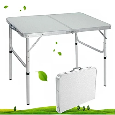 Image of Foldable Picnic Tables 3FT/ 90CM with Carry Handle White Fold Away Table Heavy Duty Folding Compact for Camping Party Gardening Dining Trestle Patio