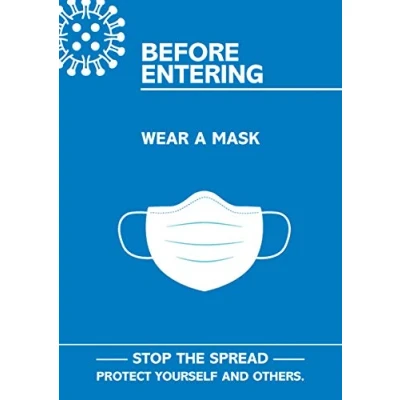Image of SECO Coronavirus Essential Poster &quot;Before Entering Wear Mask&quot;, A4, Blue and White