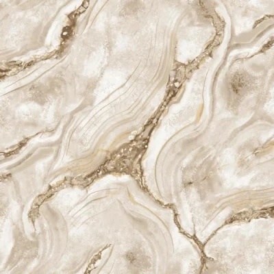 Image of Vasari Palmetto Agate Marble Brown Gold Wallpaper Modern Contemporary Metallic Luxury Heavyweight Textured Vinyl