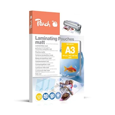 Image of Peach S PP525 15 Laminating Pouches A3 125 microns Matte Anti Glare Pack of 100
