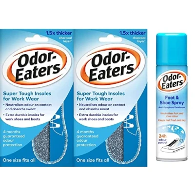 Image of Odor Eaters Super Tough Insoles x 2 Plus Foot Shoe &amp; Spray 150 ml Bundle