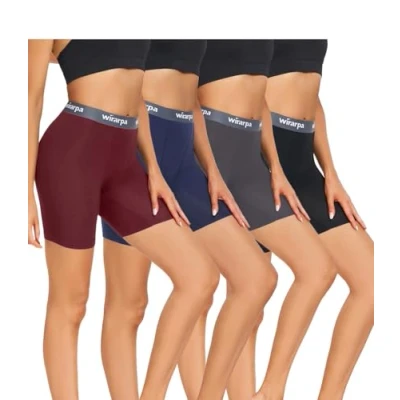 Image of wirarpa Women&#039;s Modal Boxer Briefs Anti Chafing Shorts Ultra Soft Boyshorts for Under Dress 4 Pack Black Grey Size 3XL