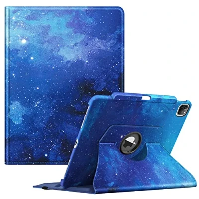 Image of FINTIE Rotating Case Compatible with iPad Pro 12.9 inch (2022/2021/2020/2018, 6th/5th/4th/3rd Generation) 360 Degree Swiveling Protective Cover w/Pencil Holder, Auto Sleep/Wake, Starry Sky