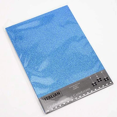 Image of Italian Options 250GSM Non Shed Glitter Card Craft Paper 10 Sheets, A4 Size, Sapphire