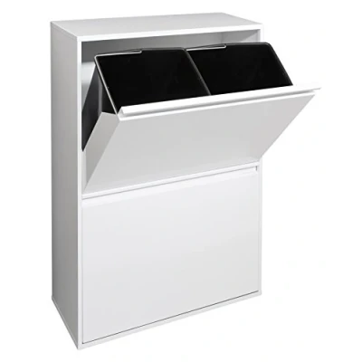 Image of Arregui CR601 B 4 Compartment Steel Recycling Trash Can 4x17L (68L) Kitchen Bins for Home or Office white