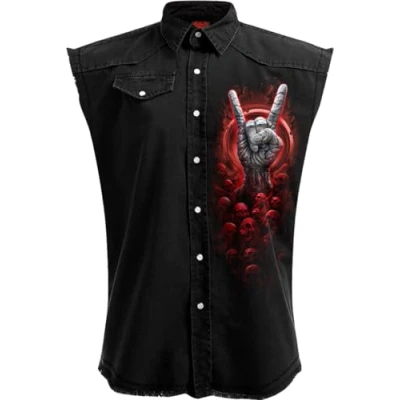 Image of Spiral Tomb of Rock Sleeveless Stone Washed Worker Black XL