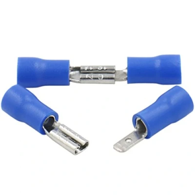 Image of Heschen Male/Female Quick Disconnects Vinyl insulated, FDD+MDD2 110, 2.8 x 0.5mm Cable Terminal, for 1.5 2.5mm² (16 14 AWG), Blue, 100Pack