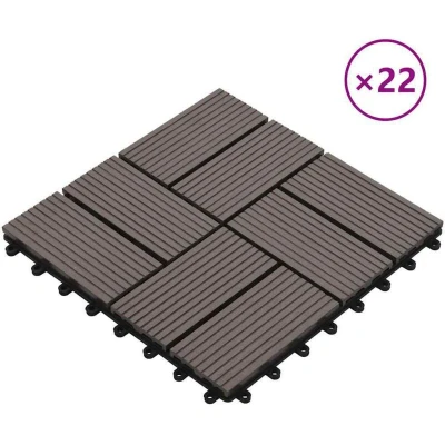 Image of vidaXL 22 pcs Decking Tiles 30x30 cm 2 sqm WPC Dark Brown