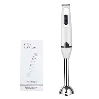 Image of Saterkali Stainless Steel Hand Blender, Food Processor and Blender Baby Stick Blenders for Kitchen Household Handheld Supplement Electric Stirrer Making Food, Soups, Sauce White