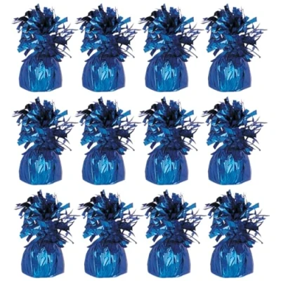 Image of Foil Helium Balloon Weights Pack of 12 Durable &amp; Colourful Royal Blue for Birthdays Parties, Events Celebrations Perfect Weight Holders