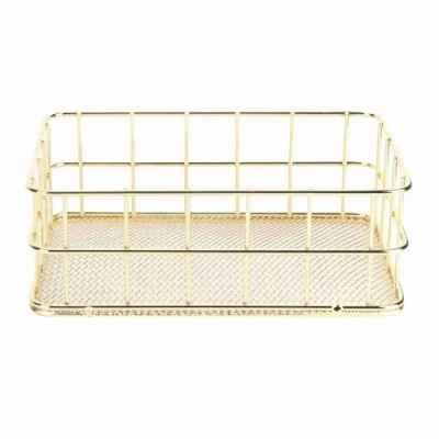Image of Nivvity Wire Mesh Basket, Golden Iron Storage Basket Multifunctional Desktop Organizer for Home(Small)