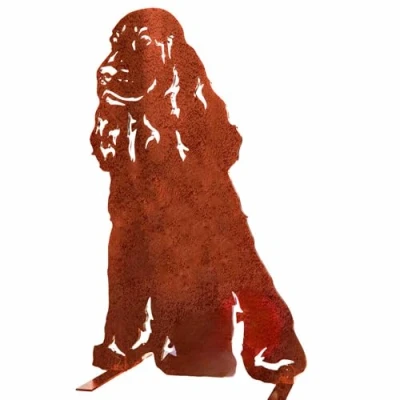 Image of LOGI English Springer Spaniel Garden Ornament Christmas Decoration Gift Setter Statue Figurine Metal Home Decor Sculpture Working Cocker Birthday (Natural Oxidised)