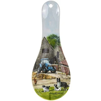 Image of Farmyard Scene Spoon Rest Heat Resistant Kitchen Utensil Spatula Holder Cooking
