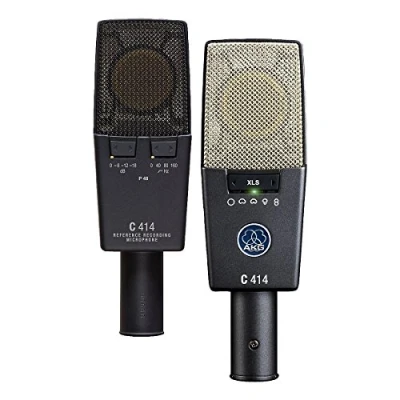 Image of AKG C414 XLS Large Diaphragm Condenser Microphone, Stereo Matched Pair, legendary sound quality, 9 selectable polar patterns, highly versatile Black (Stereo 2 Pack)