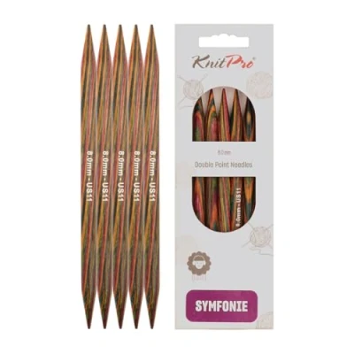 Image of KnitPro 20 cm x 8 mm Symfonie Double Pointed Needles, Multi Color