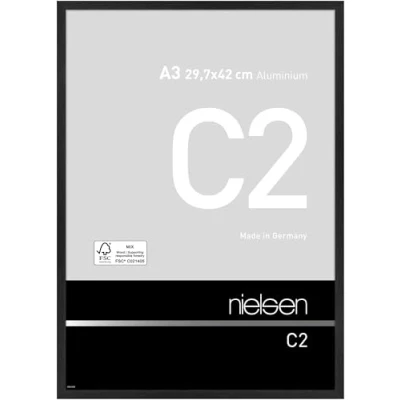Image of nielsen C2 Photo Frame, A3, 29.7x42cm Black Aluminium Picture Frame with Protective Float Glass and Push Turn Clips Soft